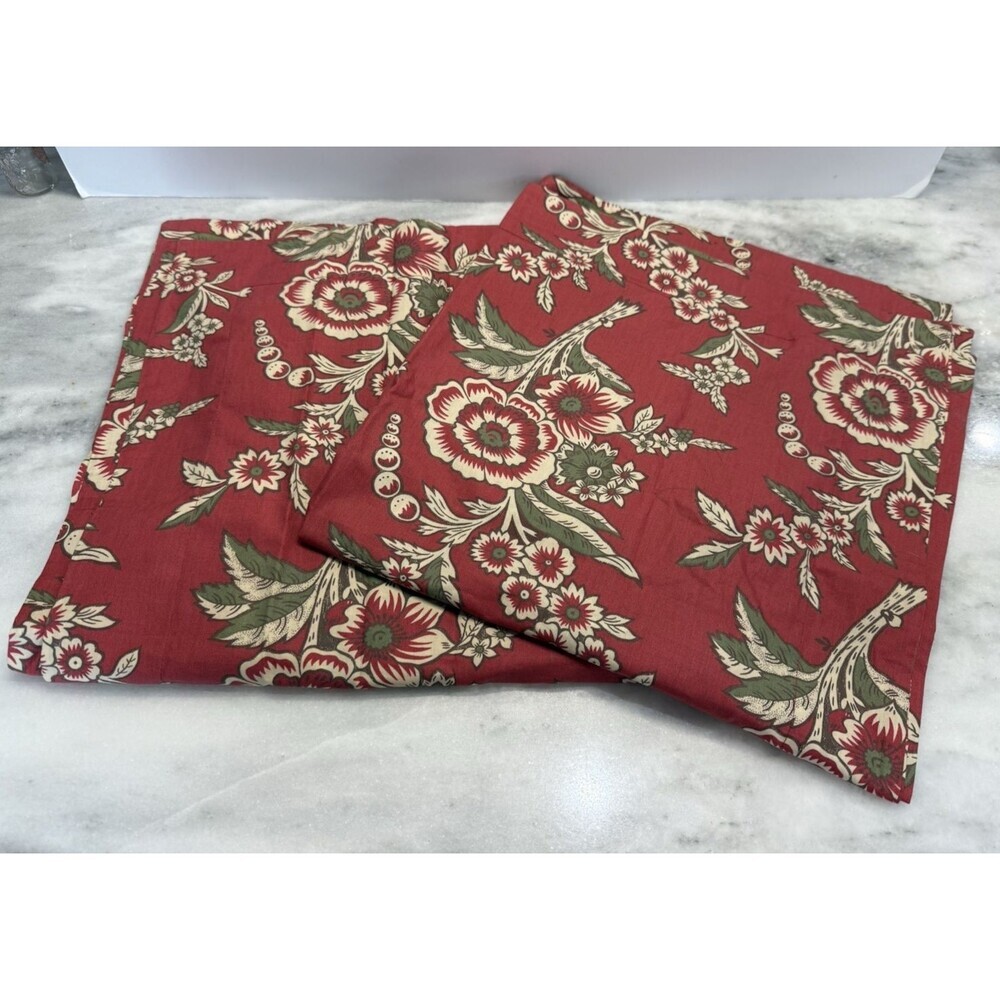 POTTERY BARN B + B Bed and Bath Red Floral Euro Pillow Set Shams Cottagecore